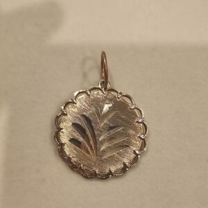 Gold Toned Etched Pendant